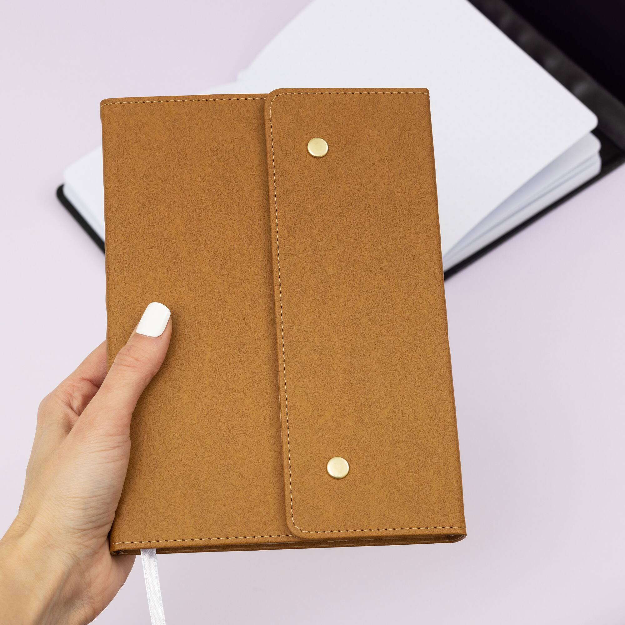 American Crafts™ Brown 6" x 8.25" Point Planner Snap Leatherette with Dot Grid, 120 Sheets